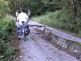Roads in need of repair in the La Venoge Valley, 49.8 miles into the ride